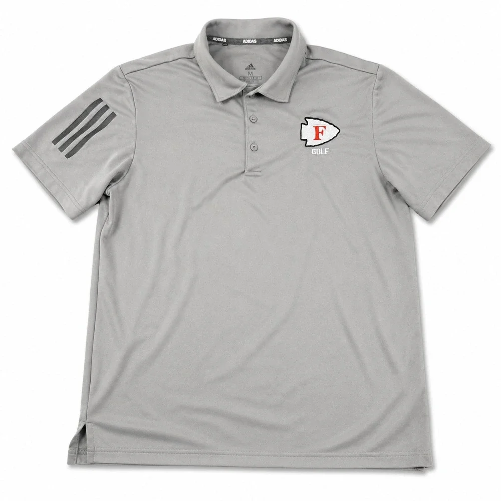 Adidas Golf Polo Shirt Mens Medium Performance‎ Gray Moisture Wicking